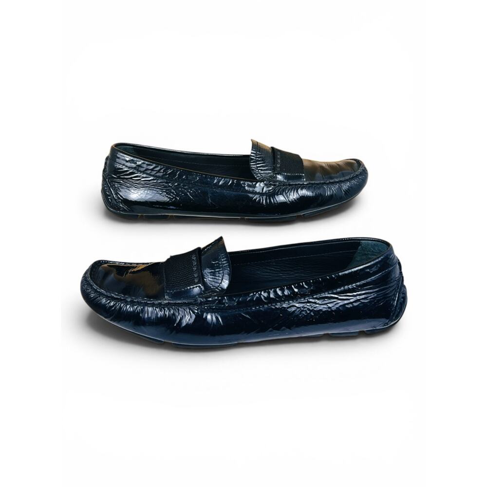 Prada Black Naplak Patent Leather Driving Loafers Logo Tab EU 38.5 - Picture 8 of 9